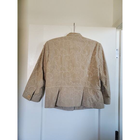 Bianca Nygard Embroidered Cotton Lined Accent Floral Buttons Art Jacket, Size 14 - Picture 10 of 14